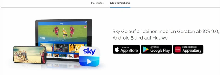 Sky go - das Programm für Unterwegs