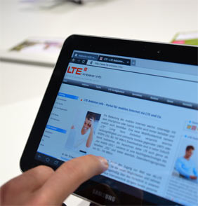 Die Seite von LTE-Anbieter.info auf dem neuen LTE-Tablet von Samsung