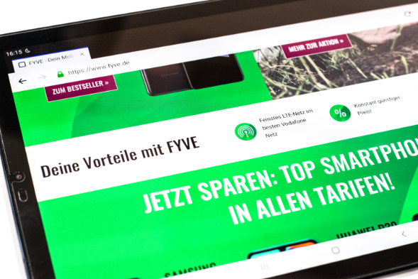 Fvye Webseite am Tablet