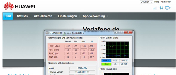 Empfangsstärke prüfen