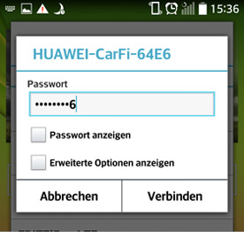 WLAN Passwort eingeben und los gehts