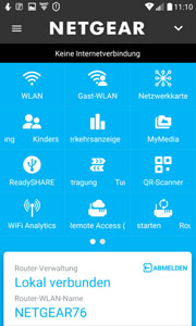 Netgear genie App | Hauptmenü