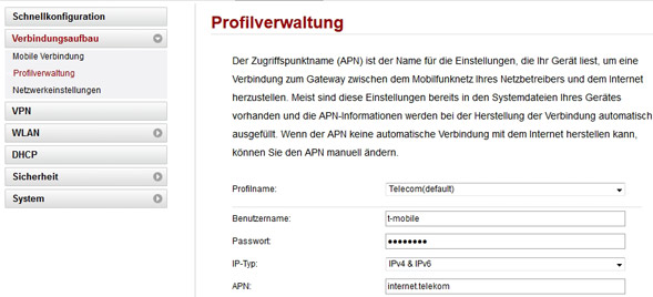 neues Tarif-Profil anlegen