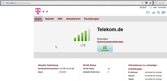 Startbildschirm im Menü der Speedbox 4