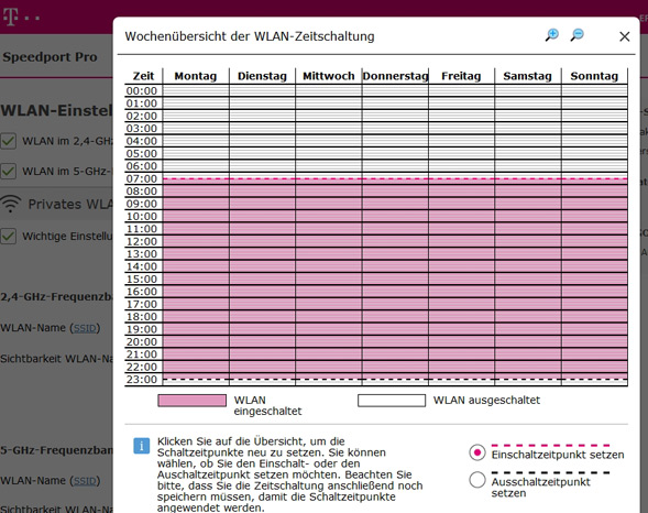 WLAN Zeitschaltung beim Speedport Pro