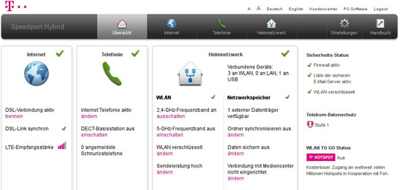 Hybrid Router Startmenü