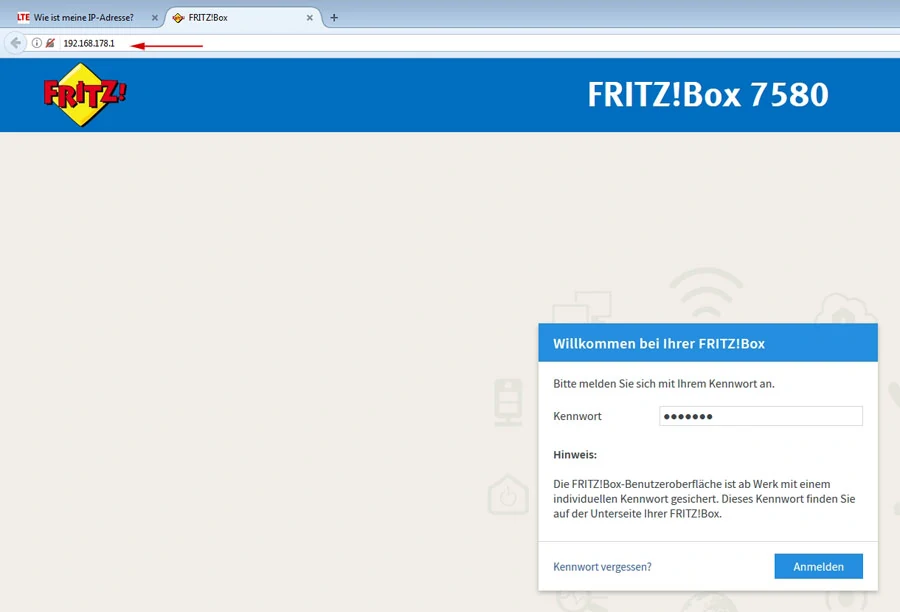 über die IP-Adresse auf die eigene Fritzbox gelangen