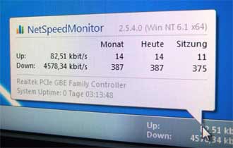 Netspeedmonitor im Einsatz