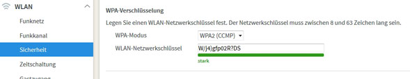 Verschlüsselung fürs WLAN festlegen