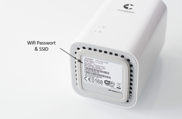 Wifi und SSID-Daten auf der Unterseite des Routers