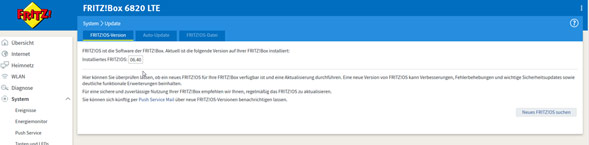 FritzBox LTE Update prüfen