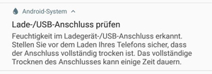 Meldung USB-Ladeanschluss prüfen