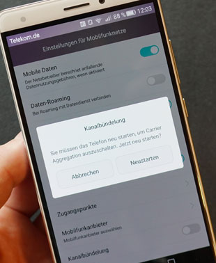 Kanalbündelung am Smartphone anschalten