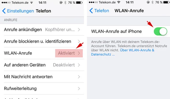 Wifi-Calling am iPhone aktivieren