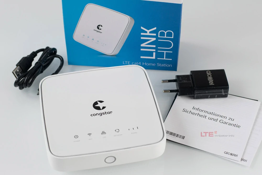 Lieferumfang des congstar Link Hub LTE-Routers
