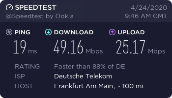 Speedtest mit dem Homespot von congstar 2020