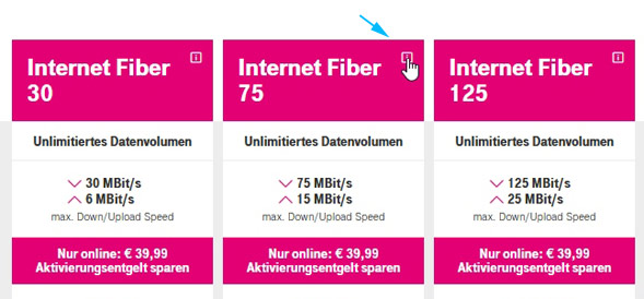 Tarife per Glasfaser bzw. via Hybrid