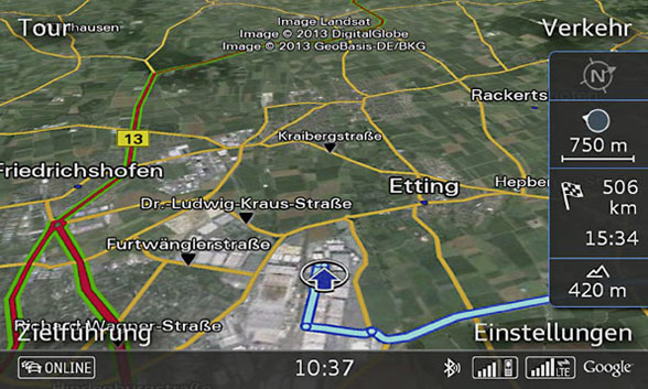 Google Earth mit Verkehrsinformationen Online via LTE