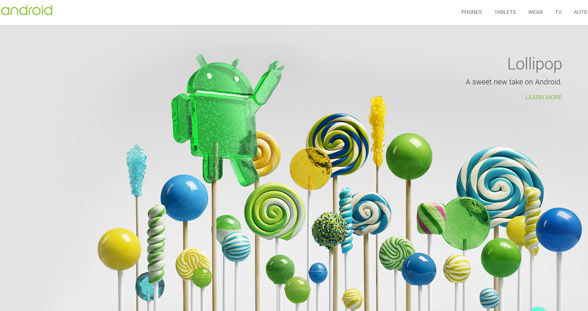 Screenshot von Google Infoseite zu Lollipop