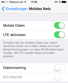 iOS: Einstellungen WLAN und Co.