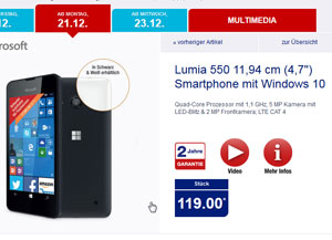 Lumia 550 bei Aldi