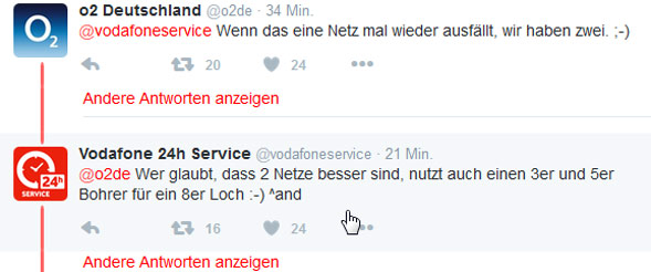 Twitter Vodafone vs. O2