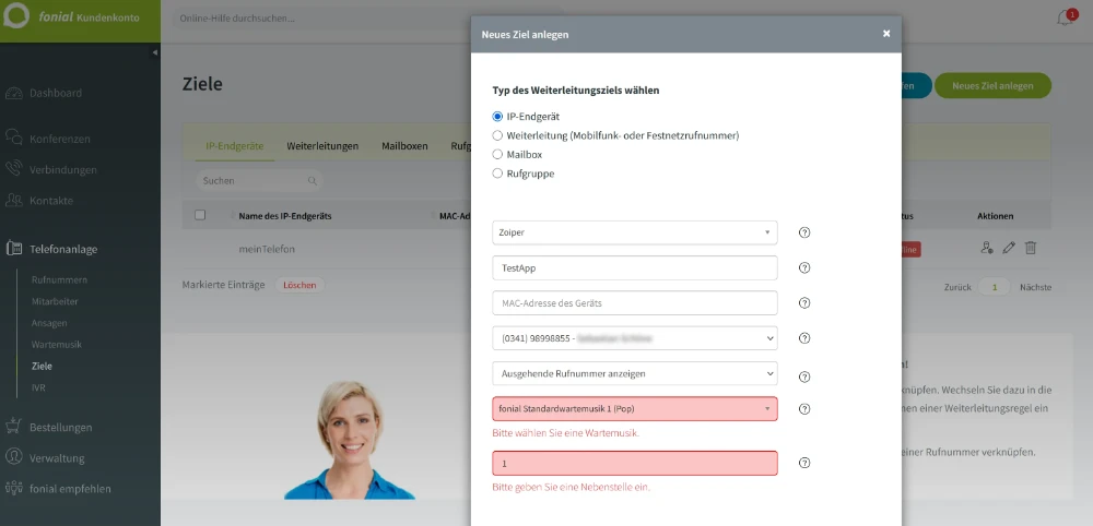 Zoiper in Fonial einrichten