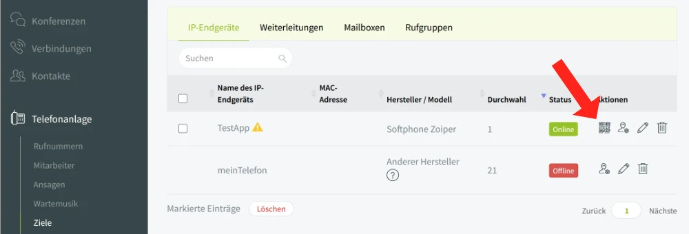 QR Code scannen für alle Einstellungen