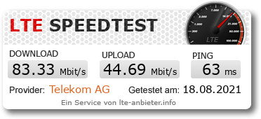 Speedtestergebnis mit der Telekom Speedbox 2 über speedtest.net