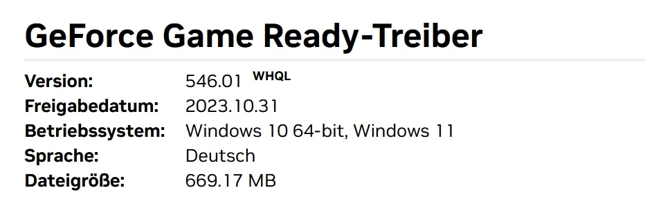 Treiber größe Grafikkarte
